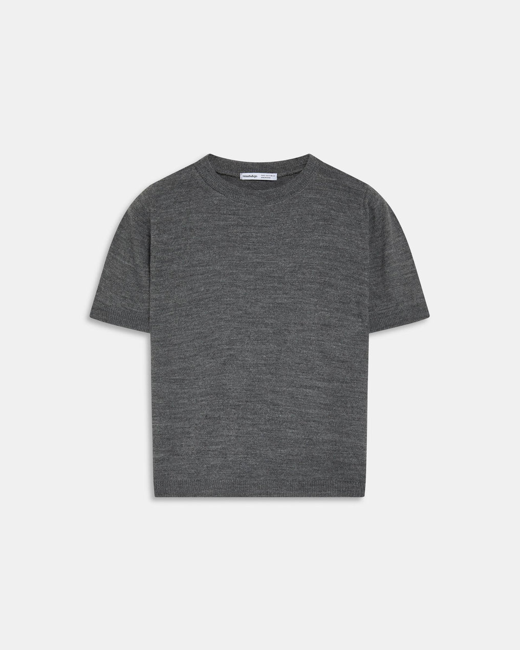 Top Malha Fina Manga Curta Cinzento