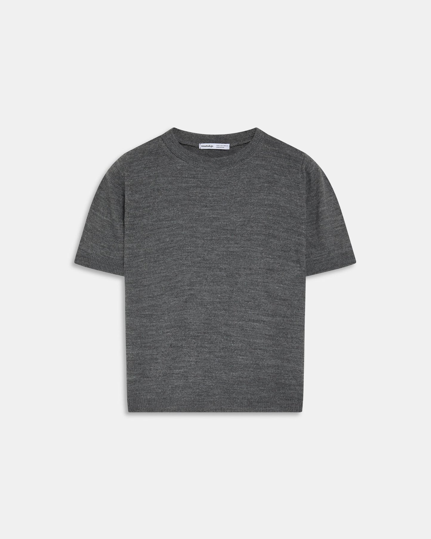 Top Malha Fina Manga Curta Cinzento