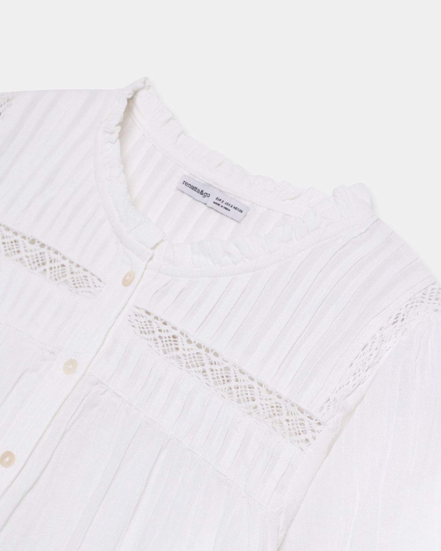 Blusa Manga Corta Puntillas Blanca