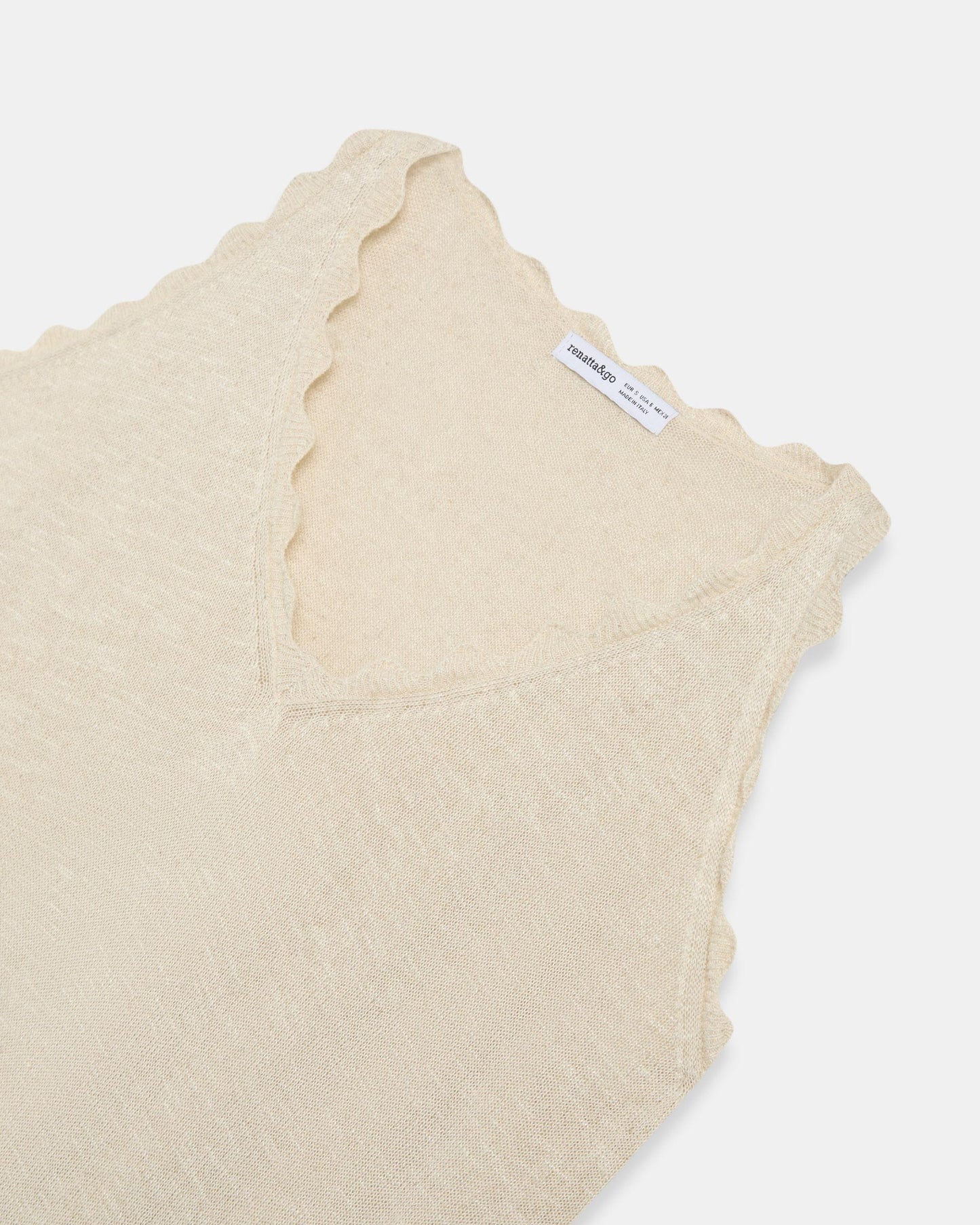 Beige Wavy Detail Top