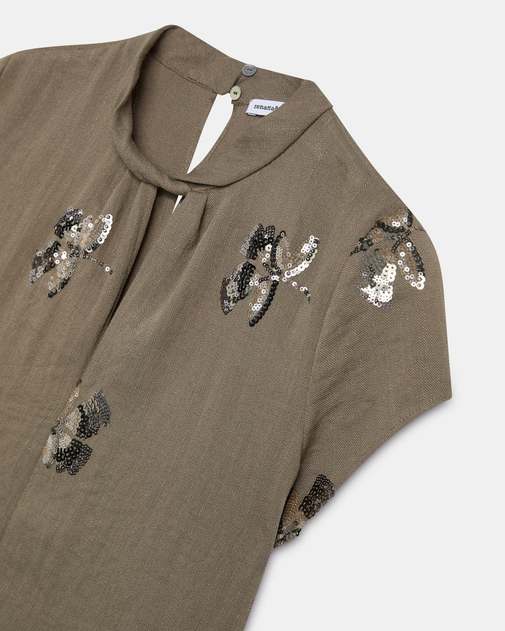 Top Taupe à Sequins et Ouverture