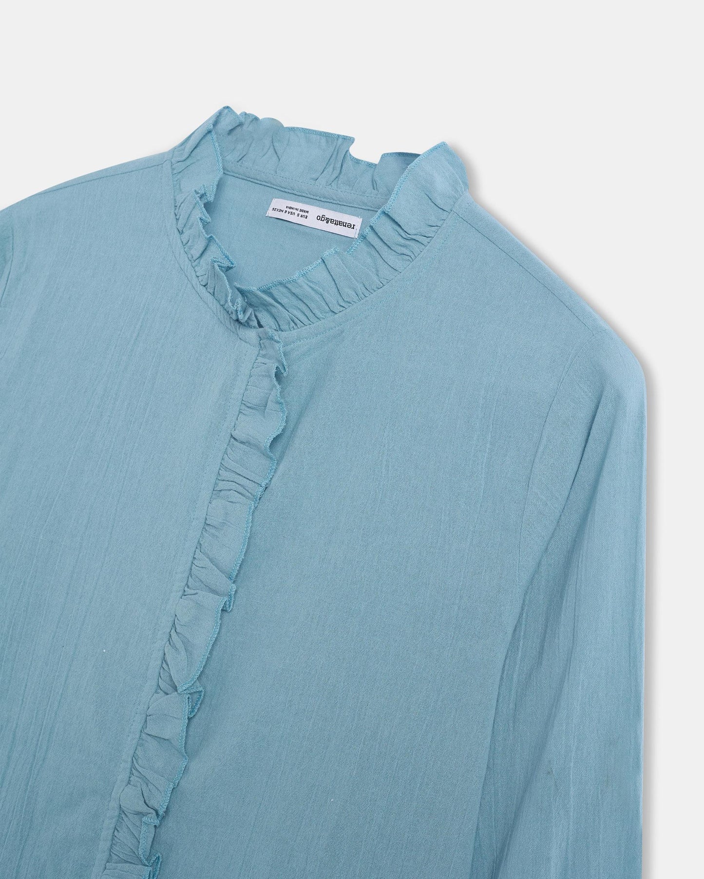 Blouse Volants Picot Bleu