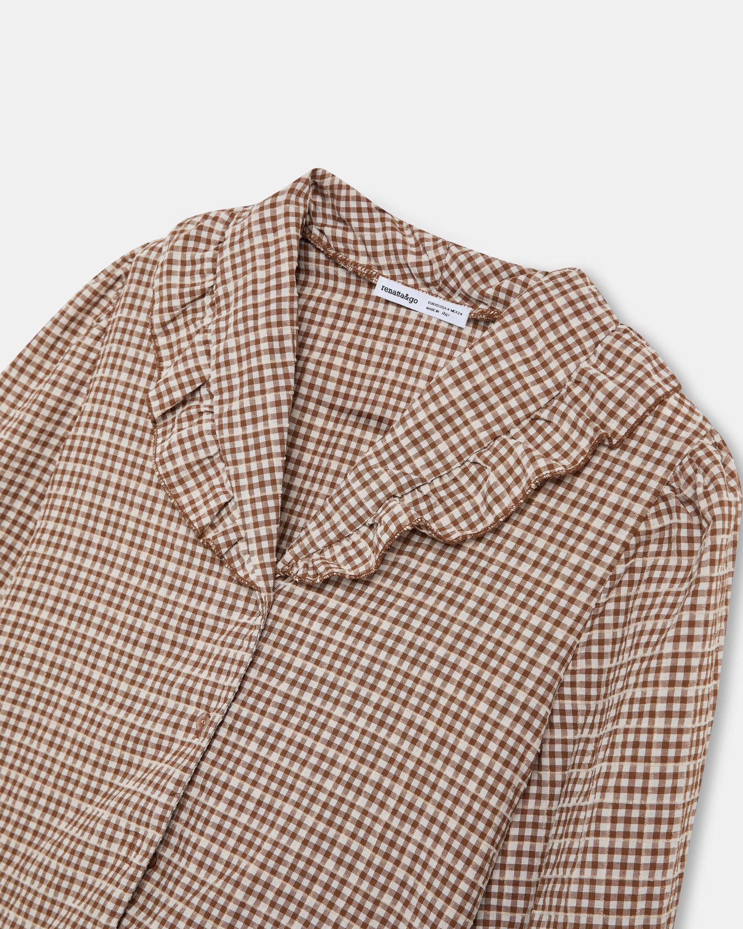 Blusa Folho Gola Vichy Castanho