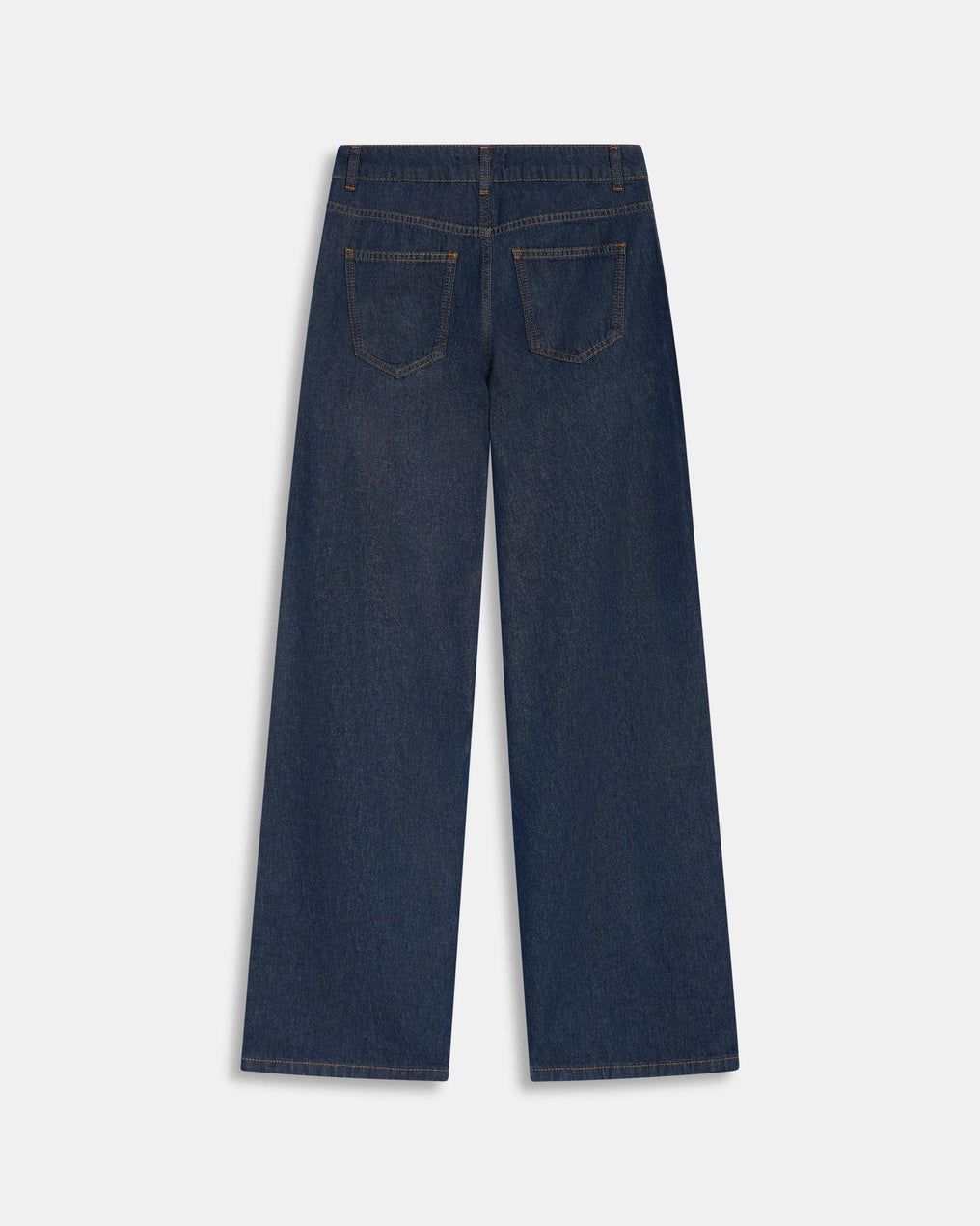 Jeans Poches Surpiqûres Contrastant Bleu Foncé
