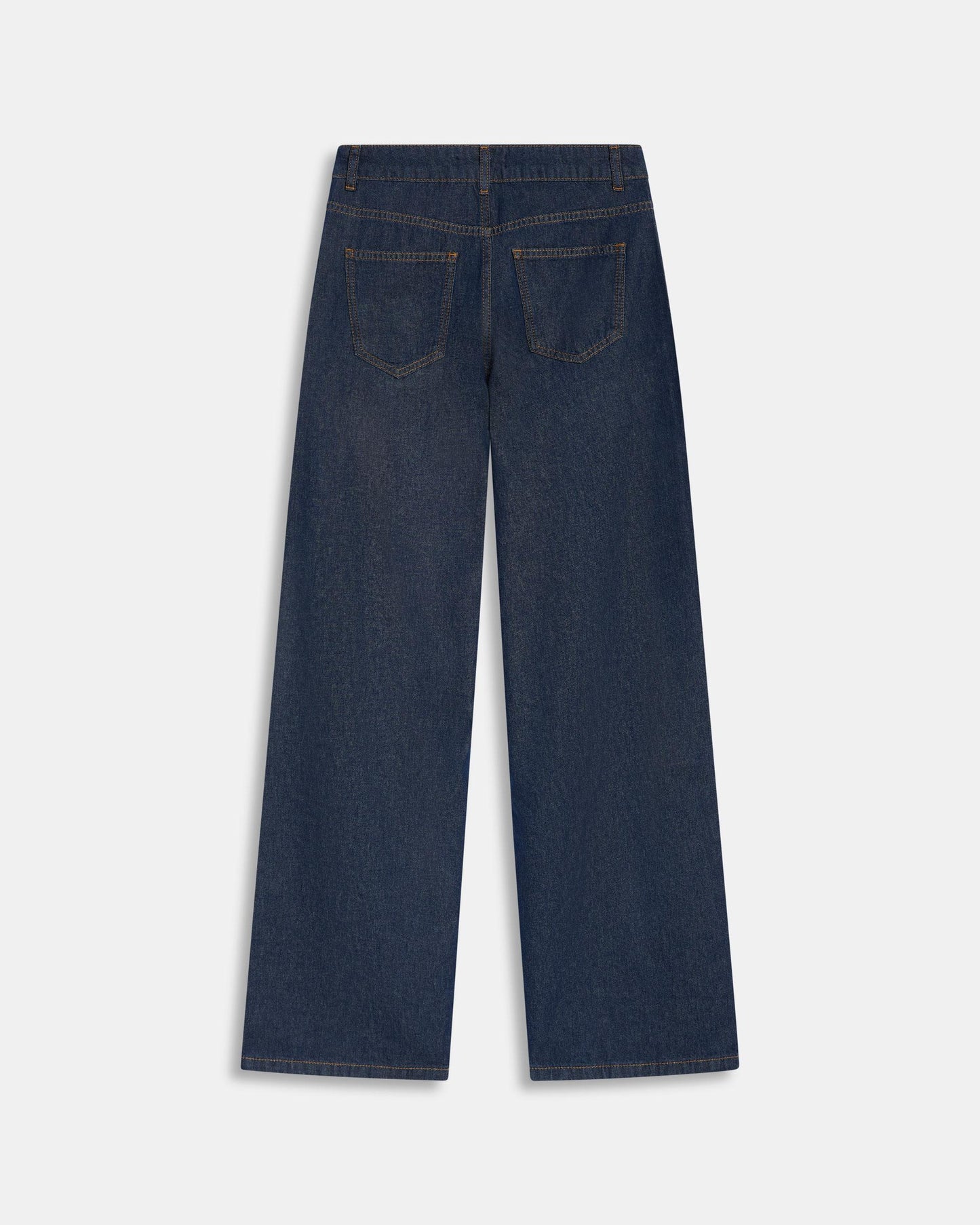 Jeans Poches Surpiqûres Contrastant Bleu Foncé