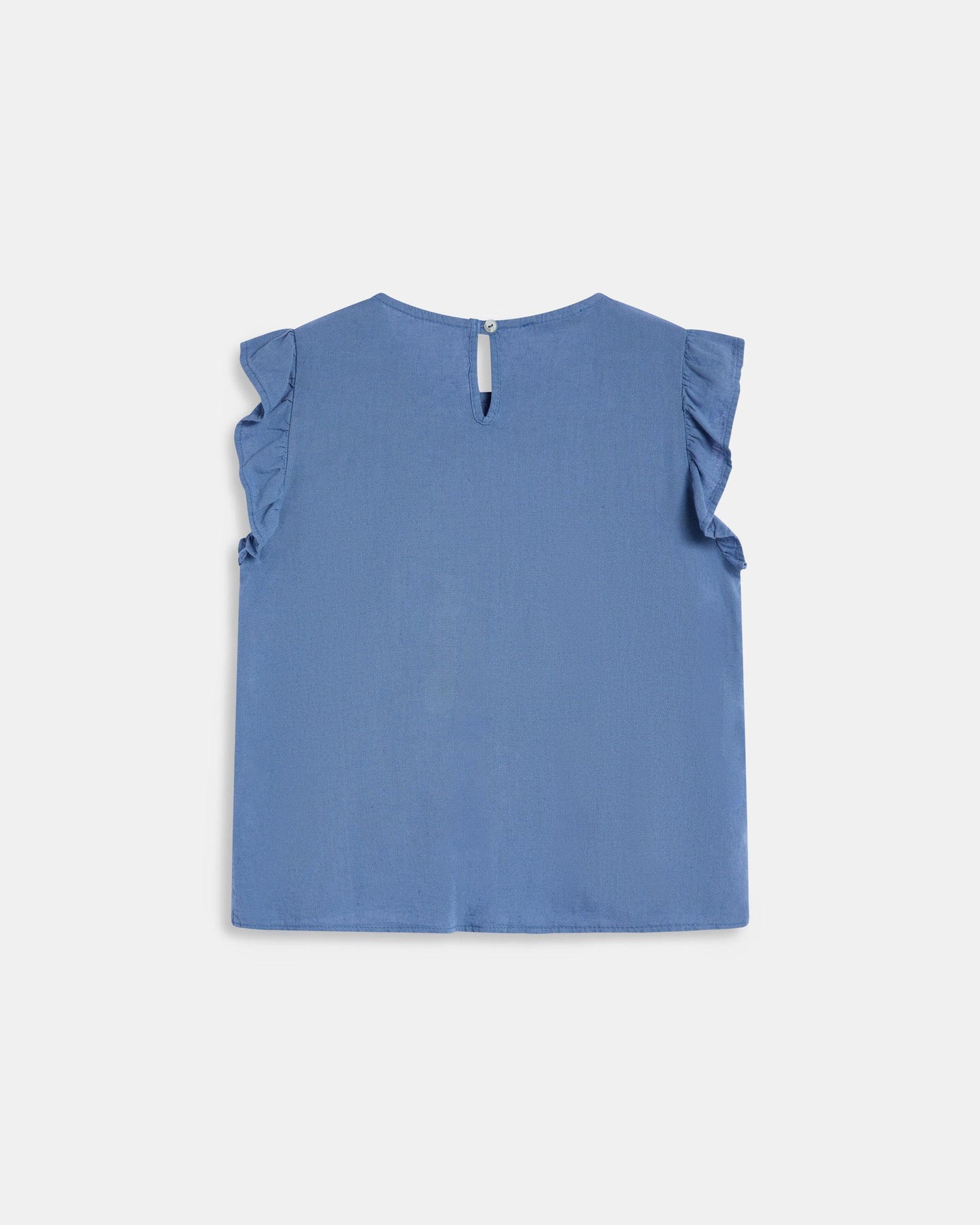 Blouse Volants Manches Bleu Foncé