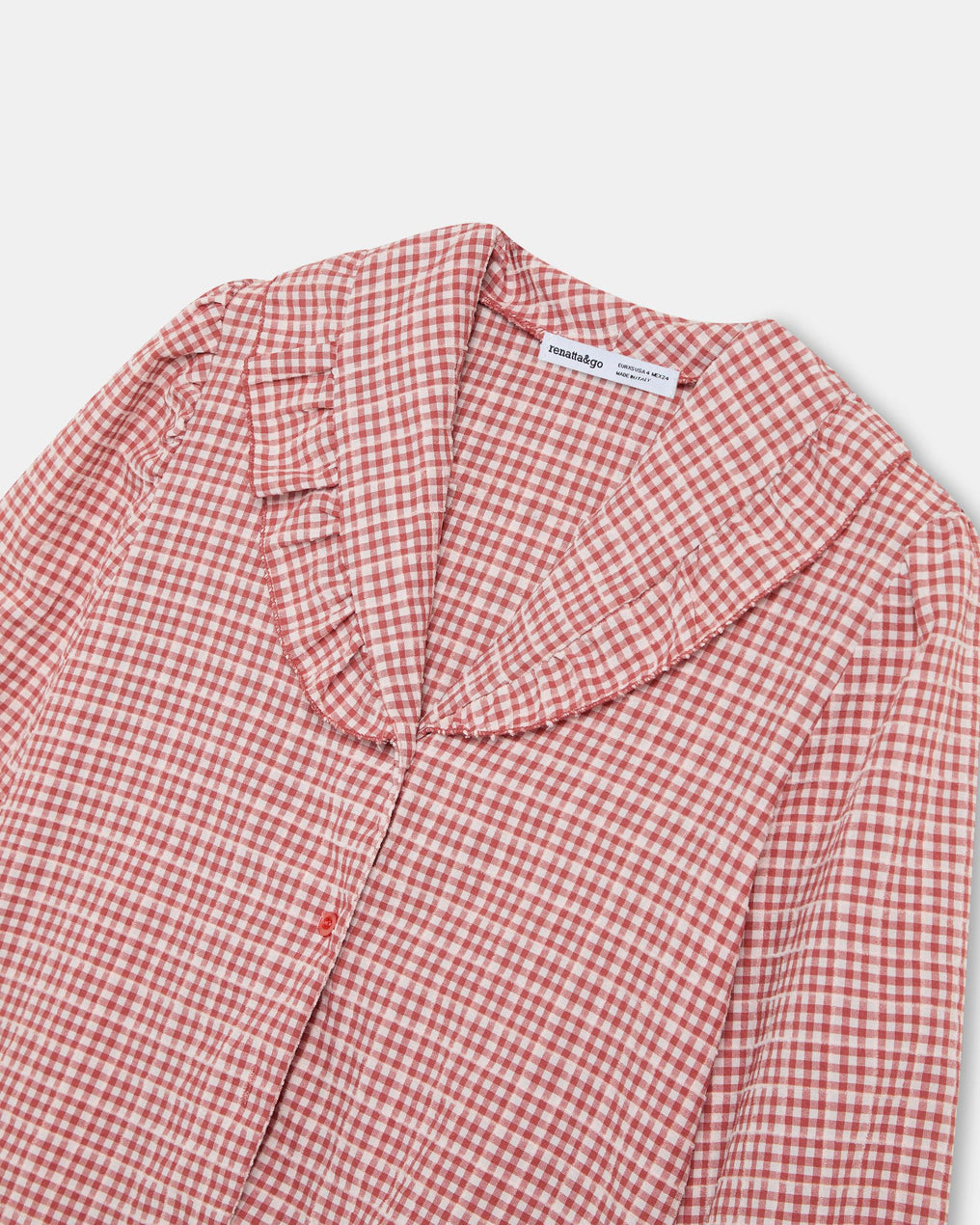 Blusa Folho Gola Vichy Tijolo