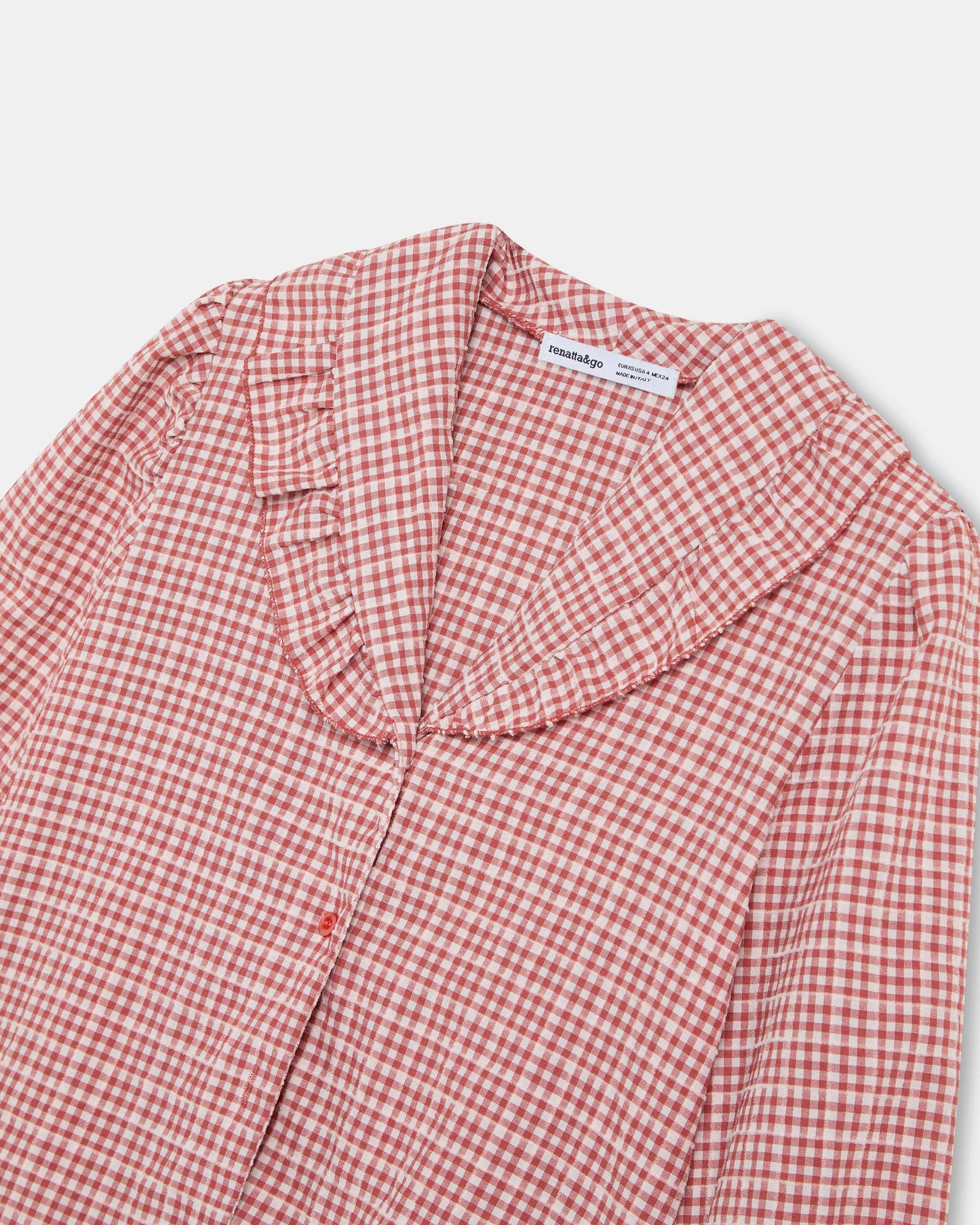 Blusa Folho Gola Vichy Tijolo