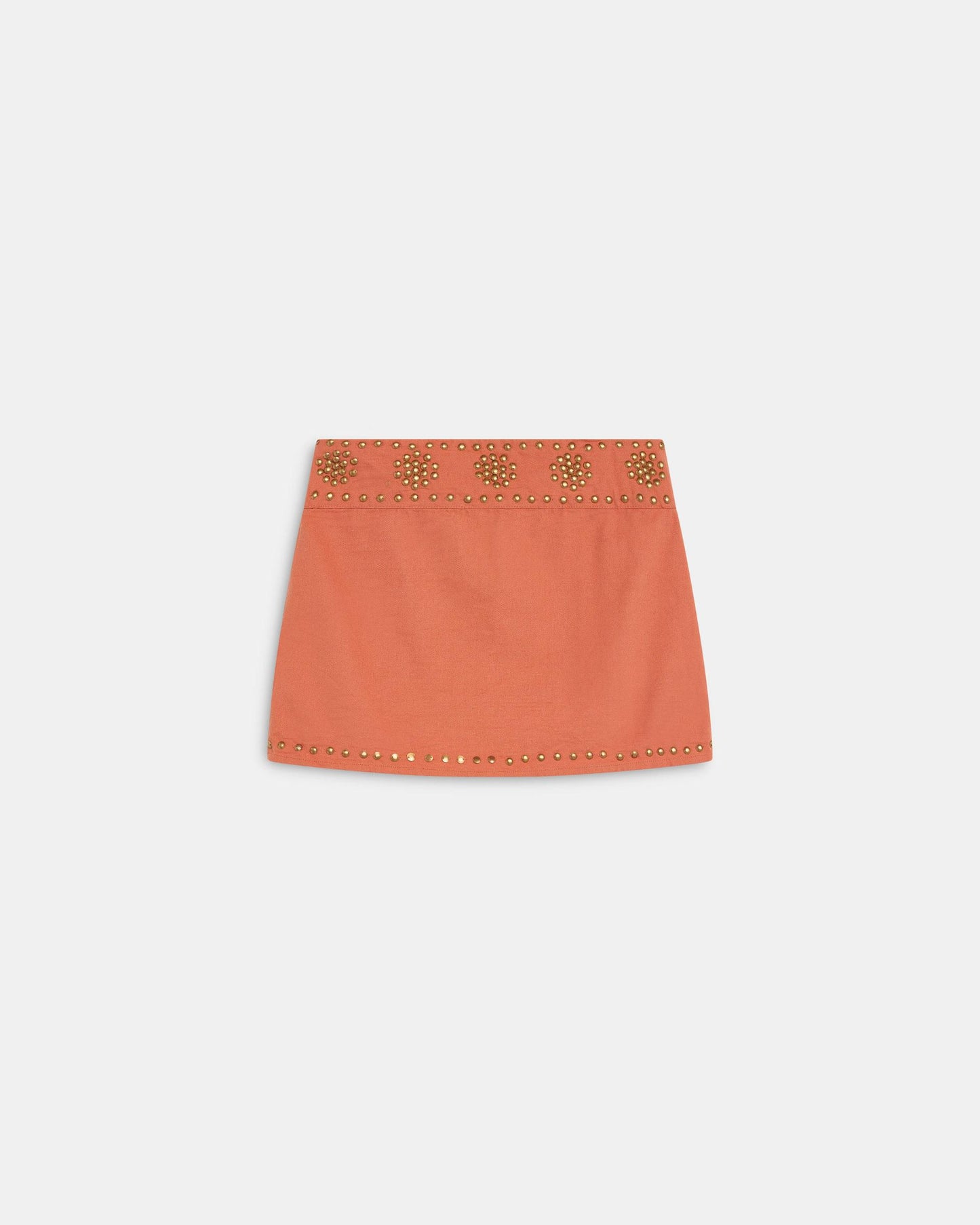 Orange Canvas Studded Mini Skirt