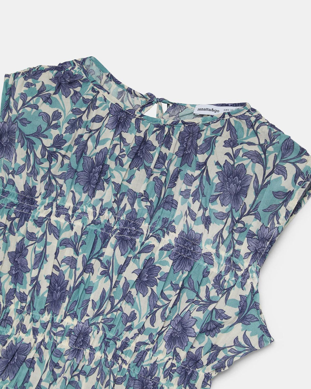 Top Élastiques Imprimé Floral Bleu