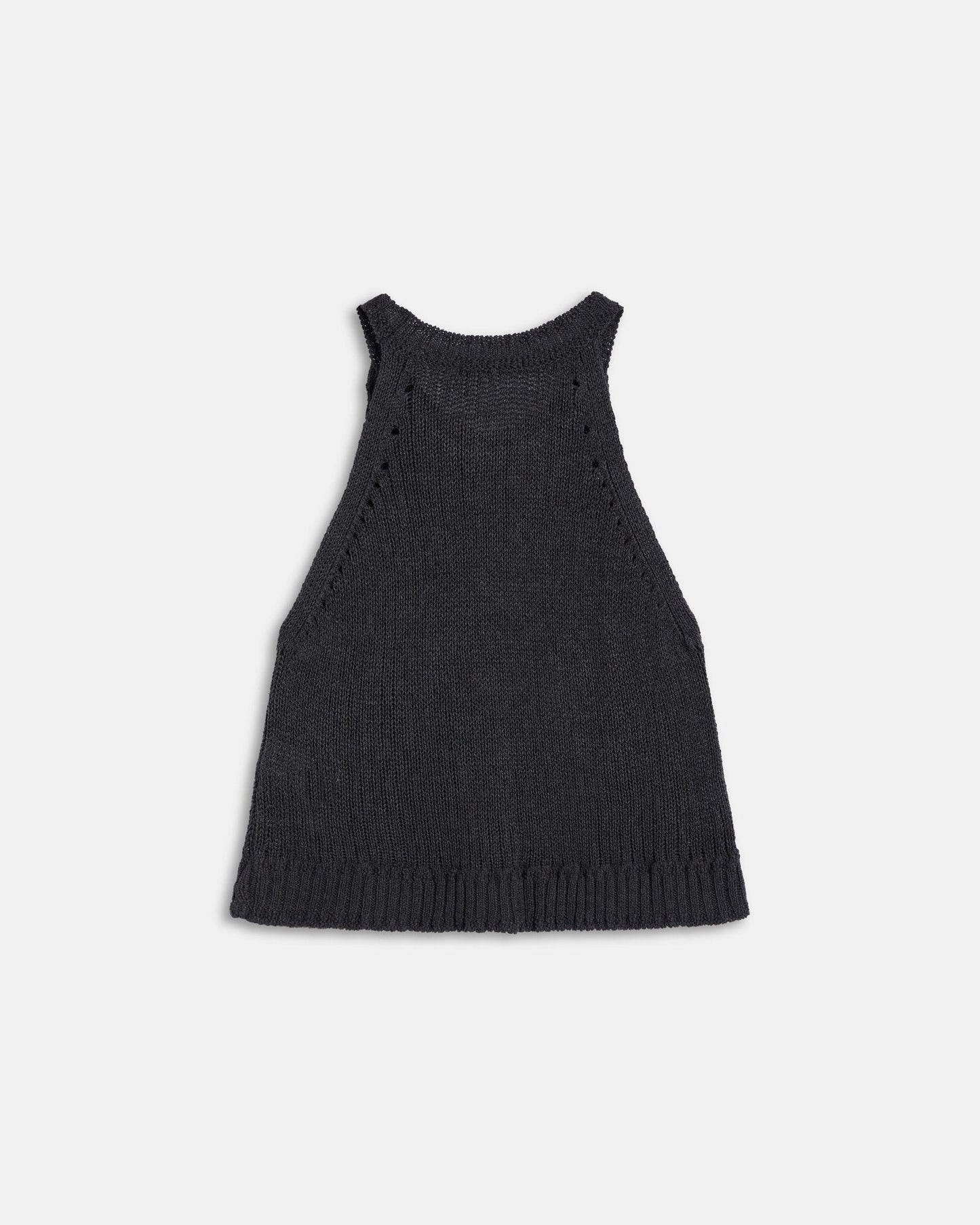 Top Maille sans Manches Col Rond Rib Anthracite