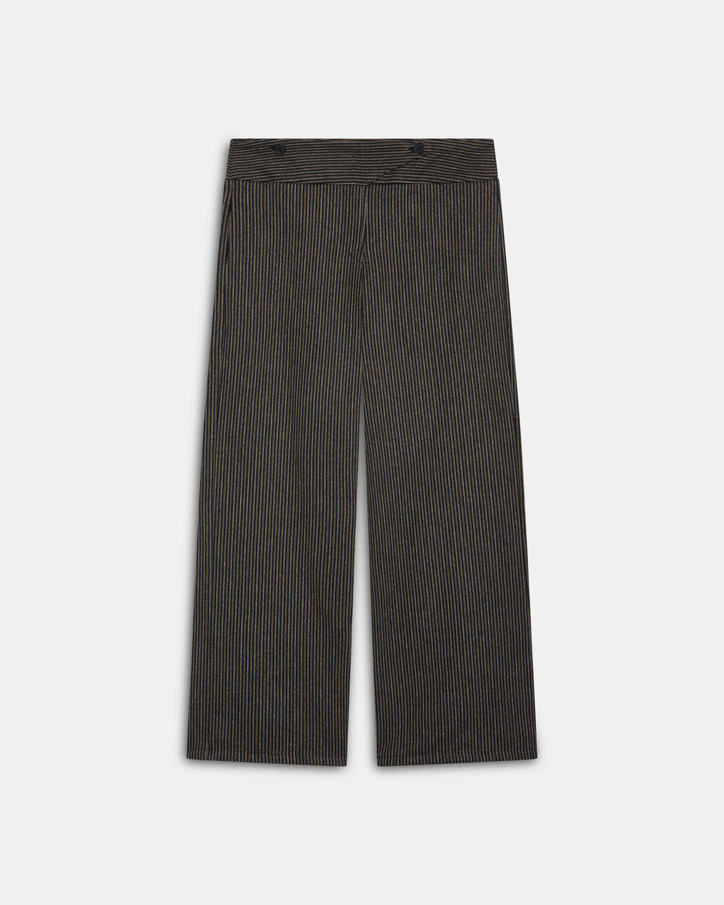 Pantalon Rayé Marron à Ceinture Croisée