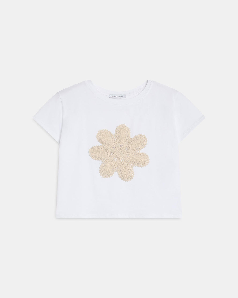 T-shirt Flor Crochet Branco
