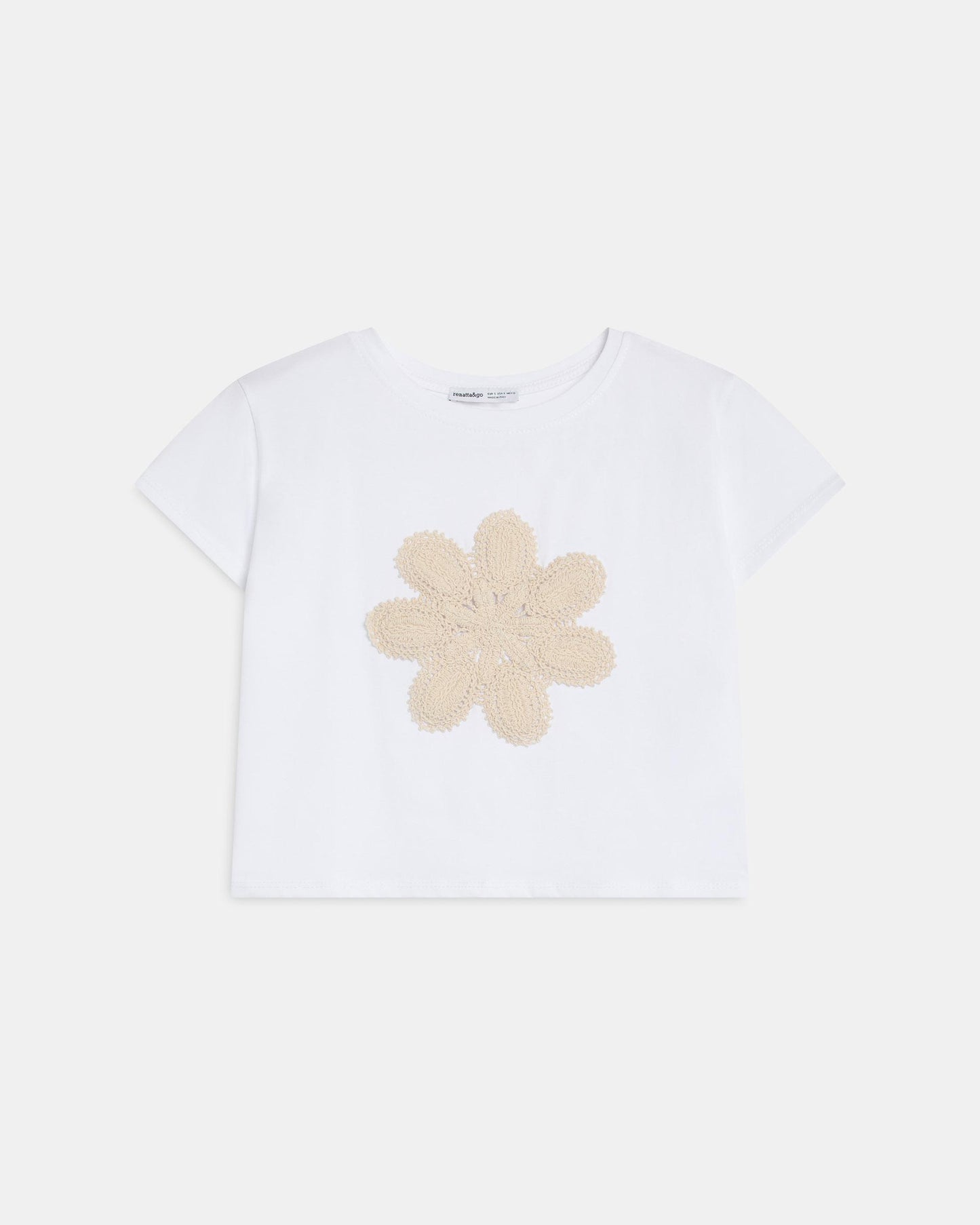 T-shirt Flor Crochet Branco