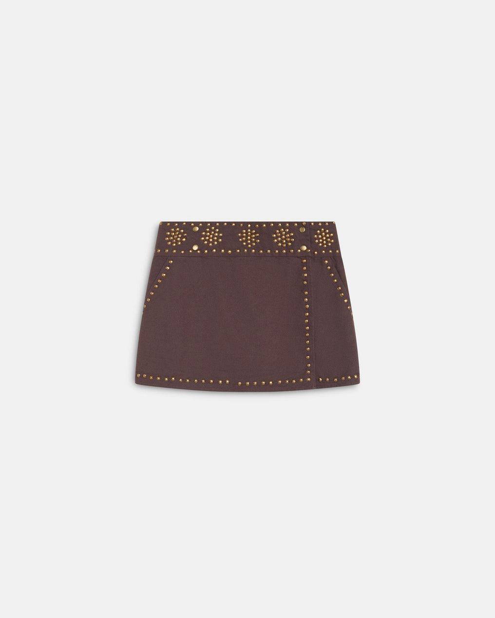 Brown Canvas Studded Mini Skirt