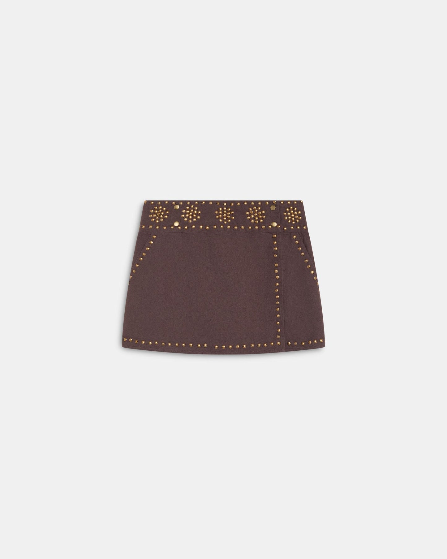 Brown Canvas Studded Mini Skirt
