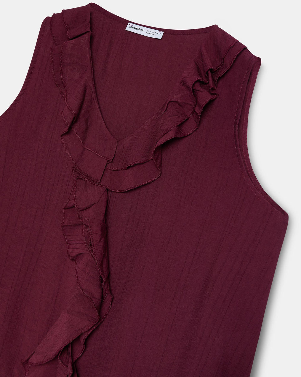 Blusa Sin Mangas Volantes Escote V Granate