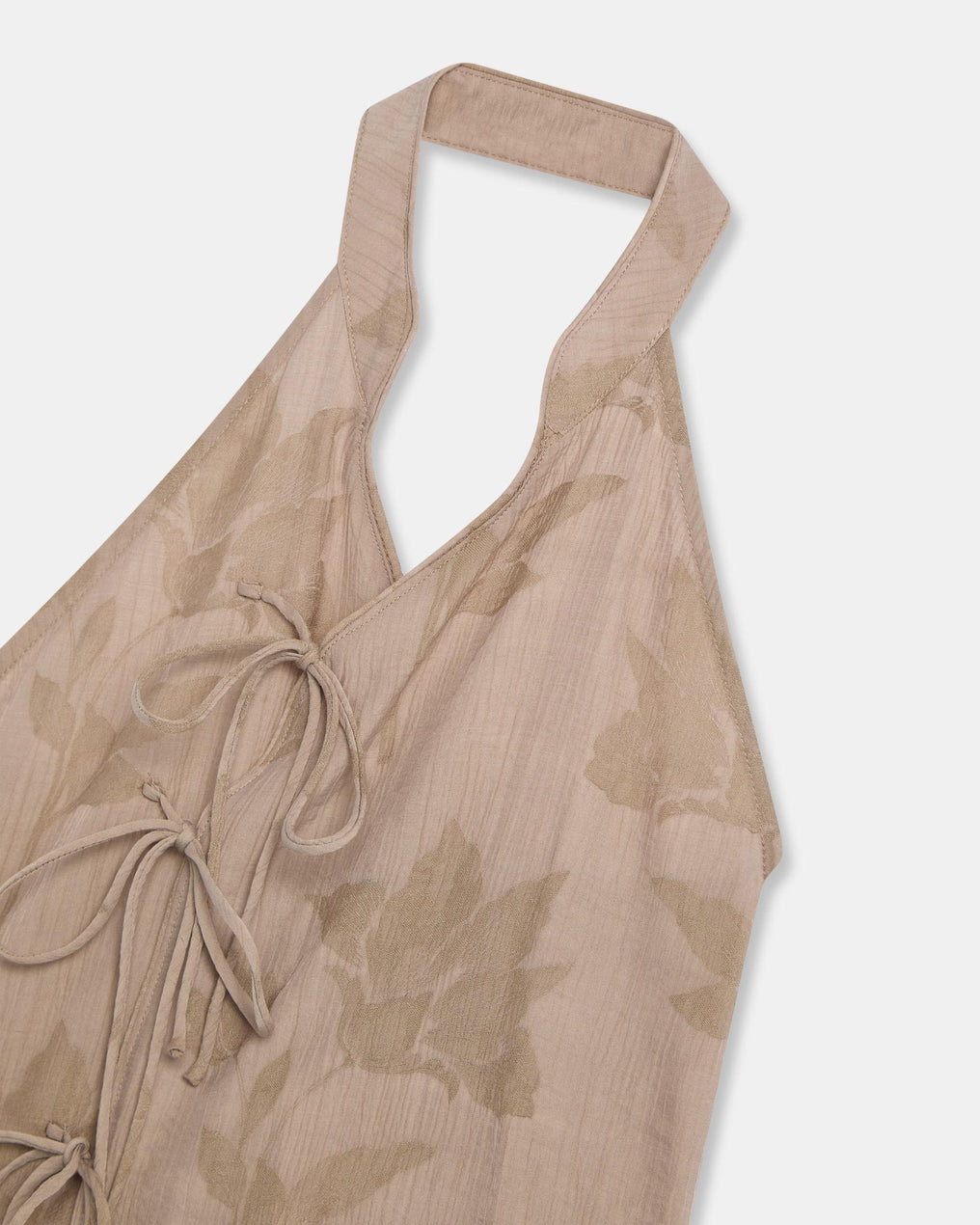 Top Halter Lacets Imprimé Taupe
