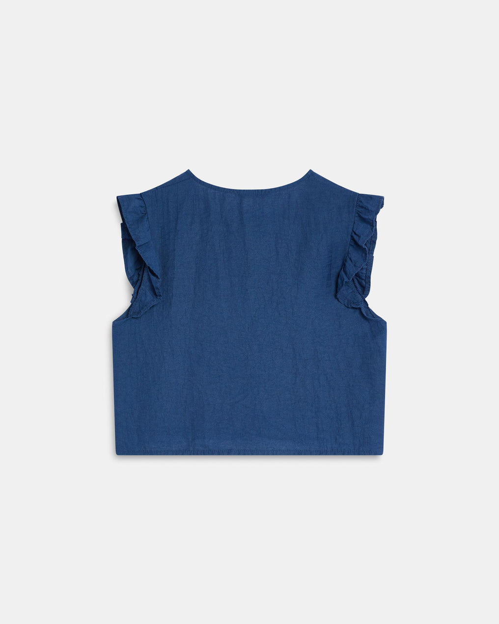 Blusa Sin Mangas Volantes Botones Azul Marino