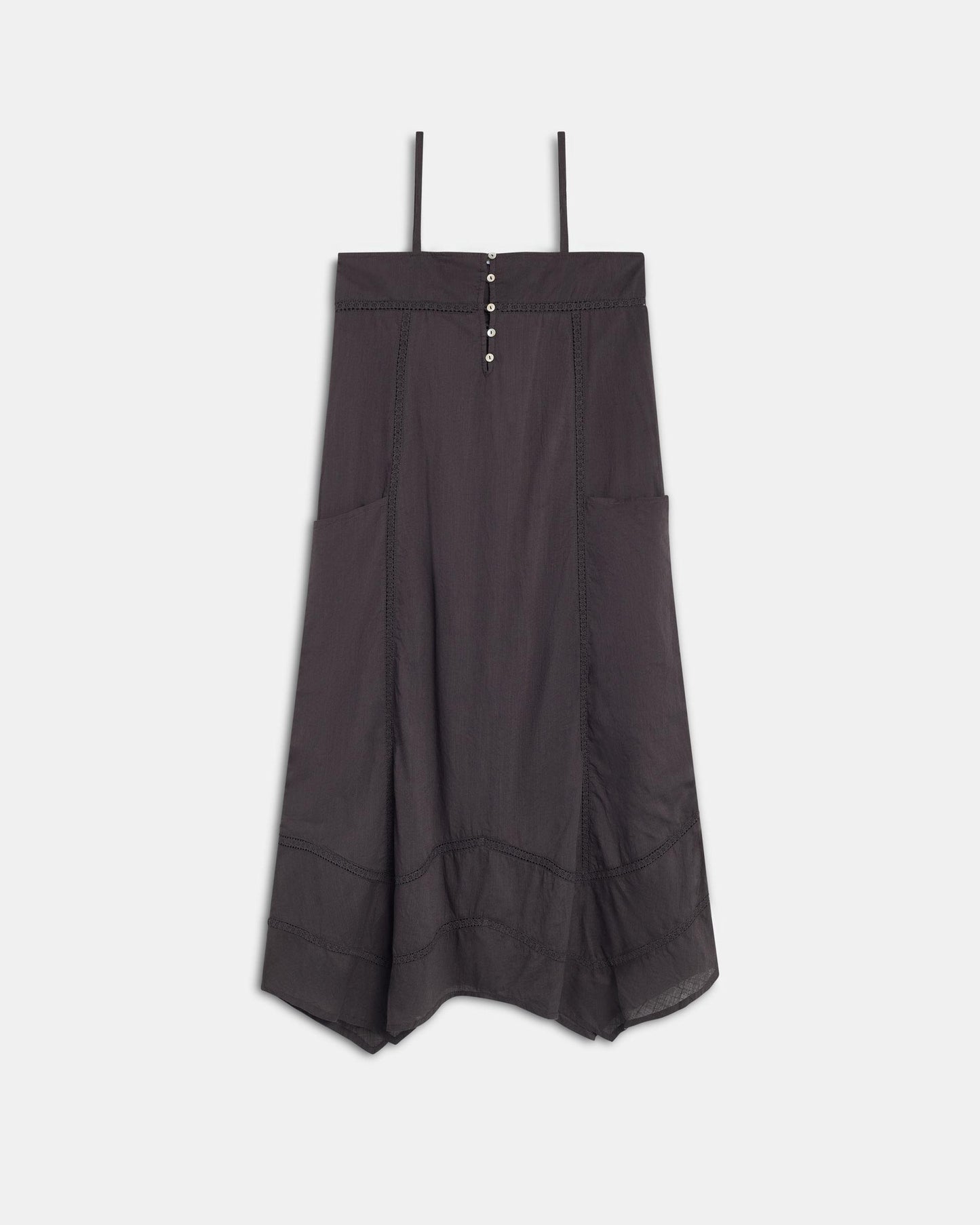 Vestido Puntillas Bolsillos Antracita