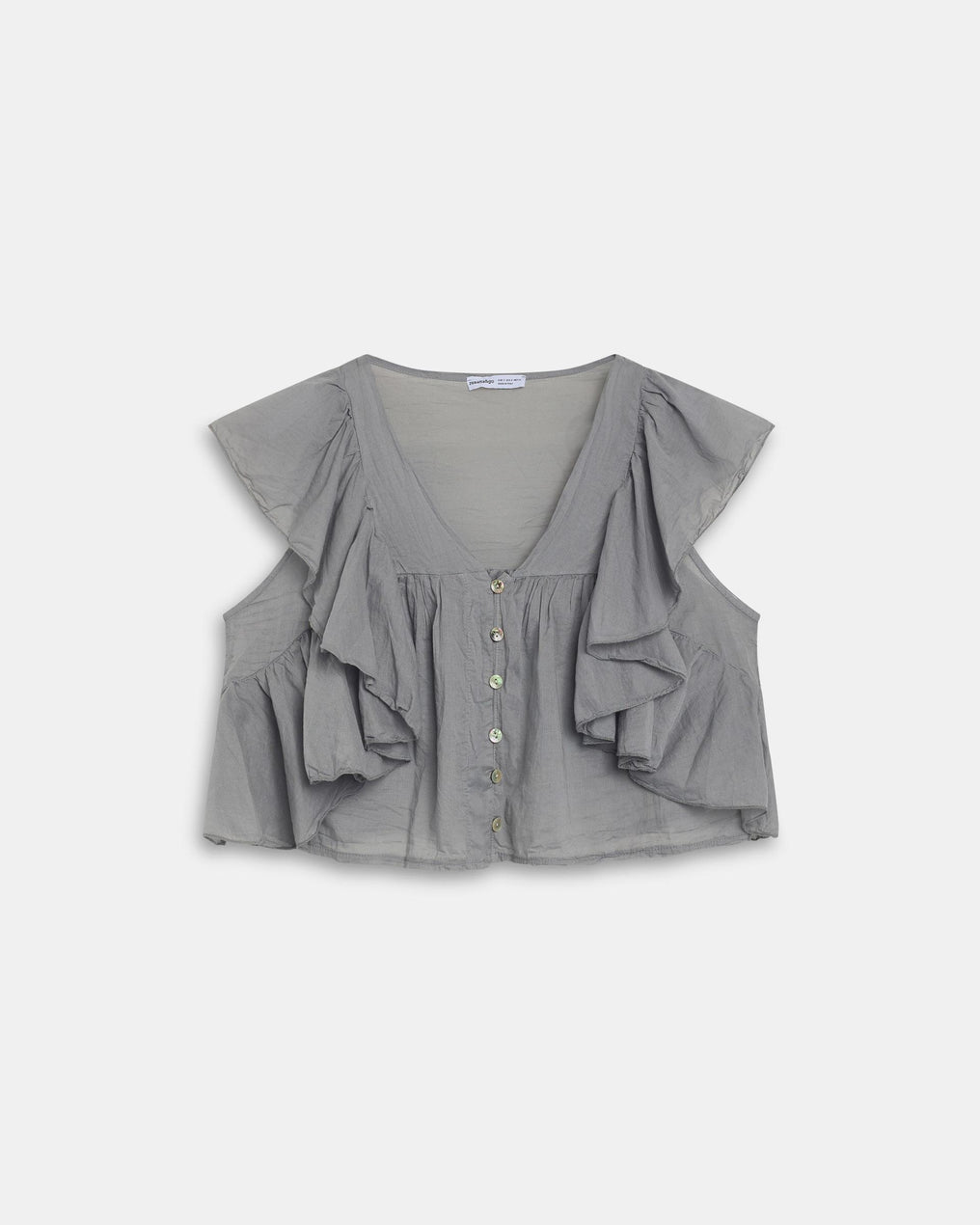 Blusa Botones Volantes Antracita