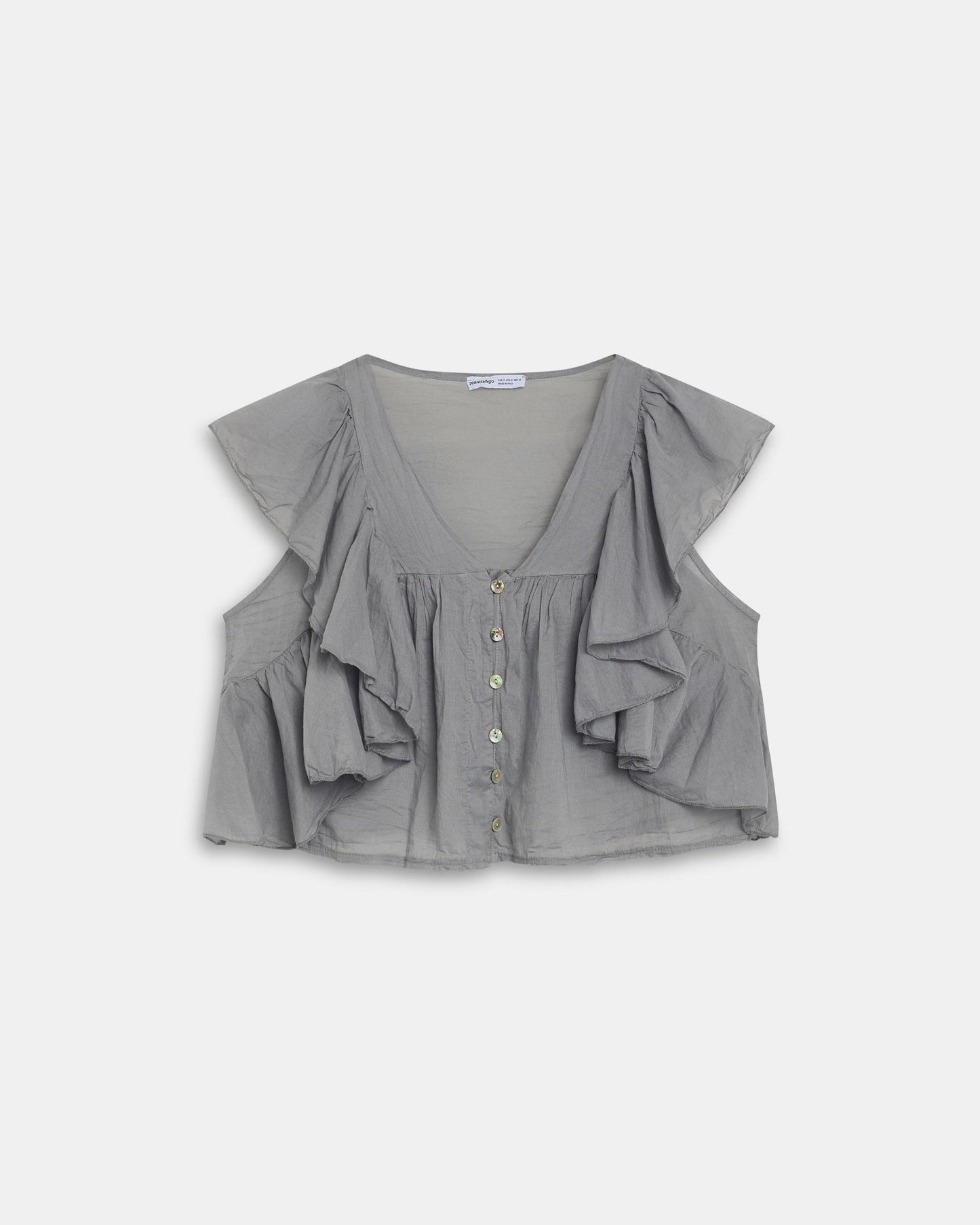 Blusa Botones Volantes Antracita
