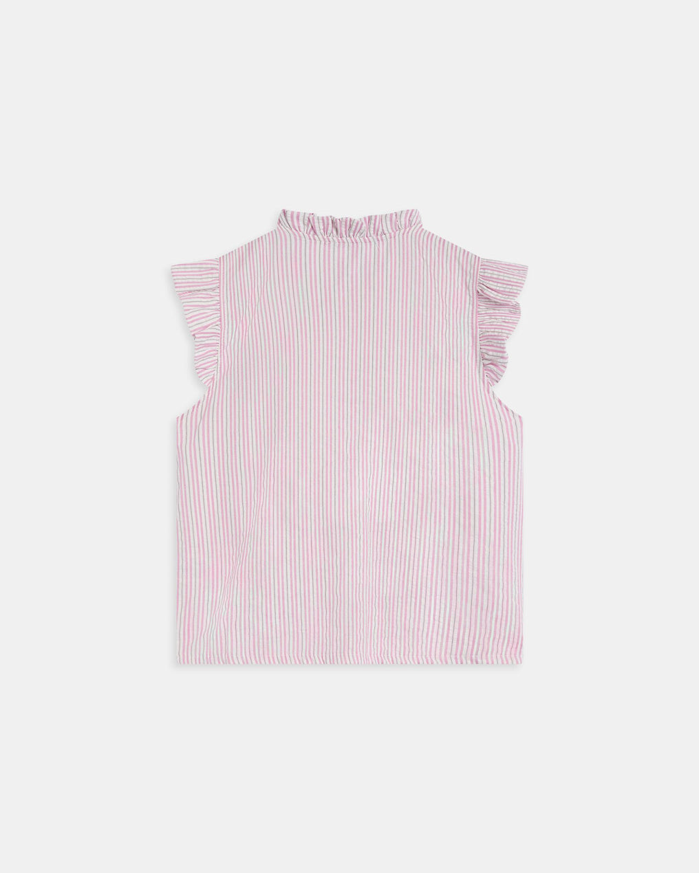 Blusa Sin Mangas Volantes Rayas Rosa