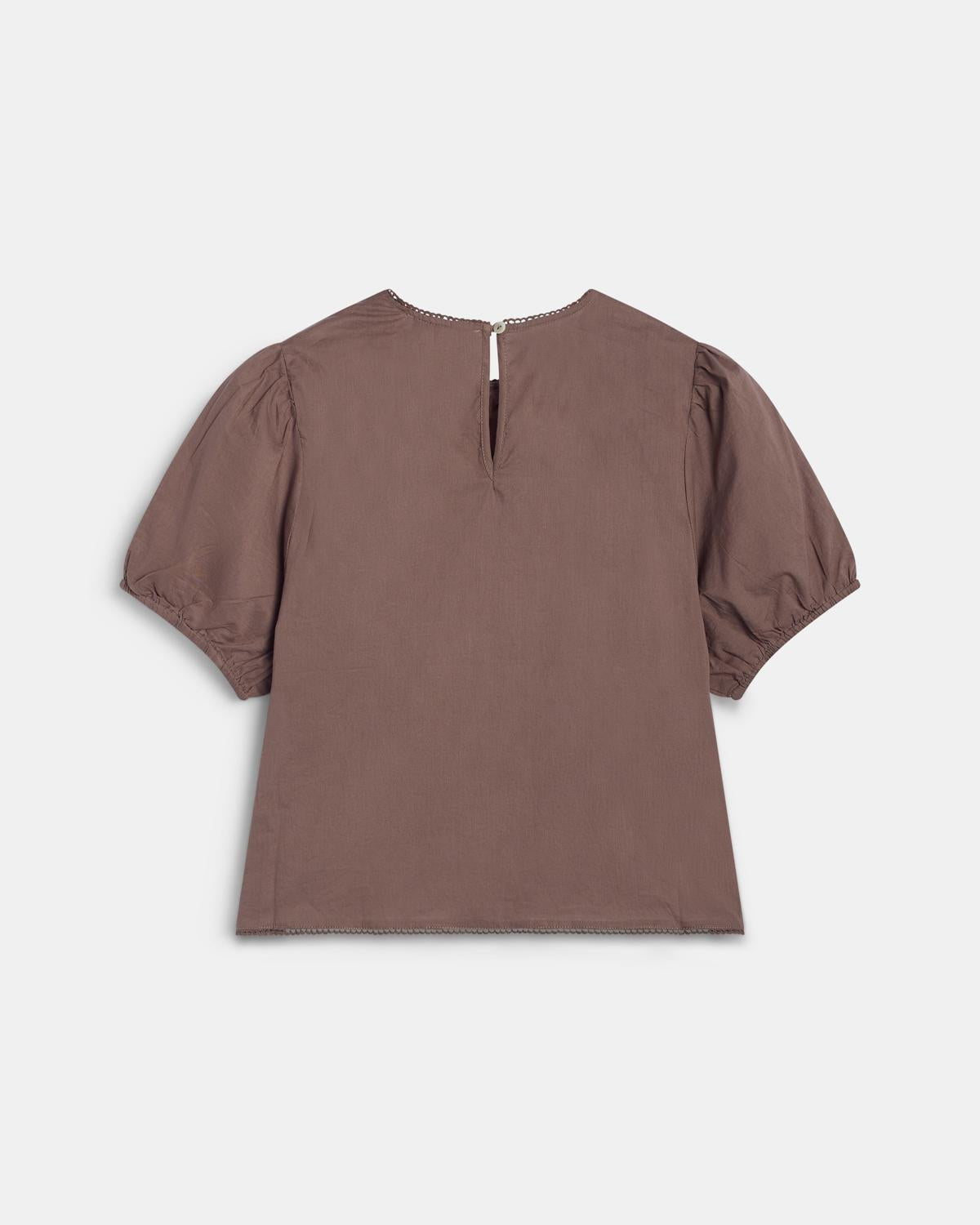 Embroidered Studded Brown Blouse