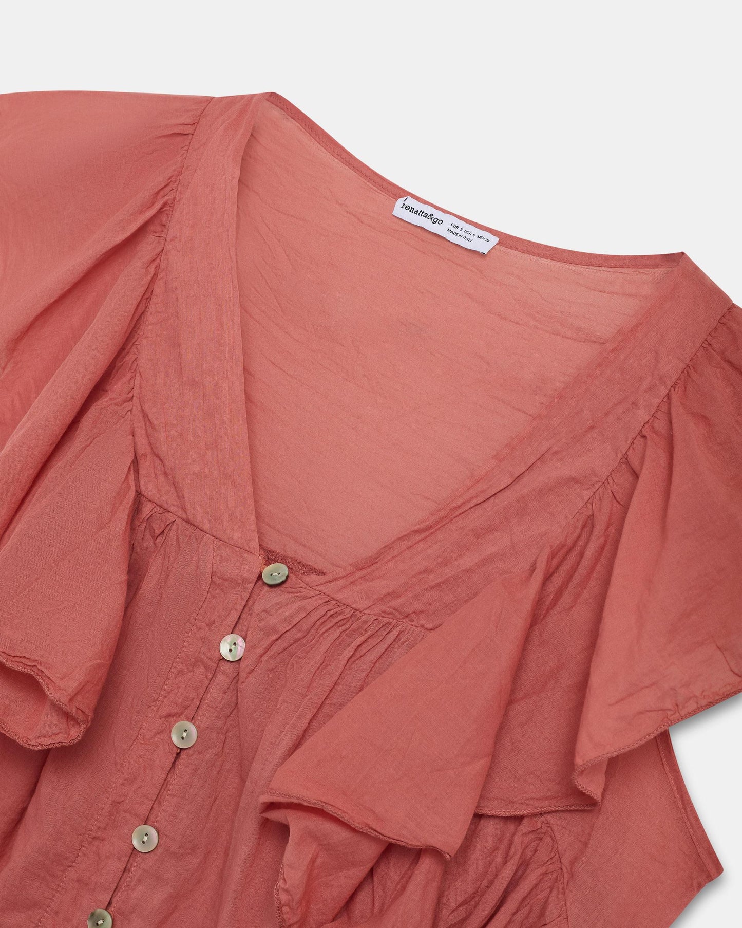 Blusa Botones Volantes Teja