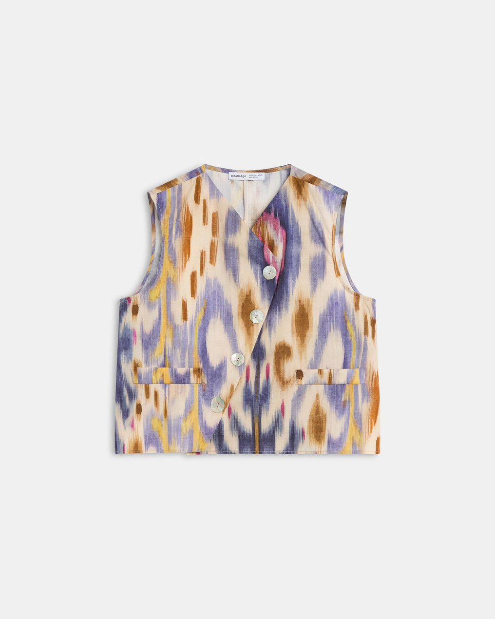 Gilet Boutons Latéraux Ethnique Tie Dye Multicolore