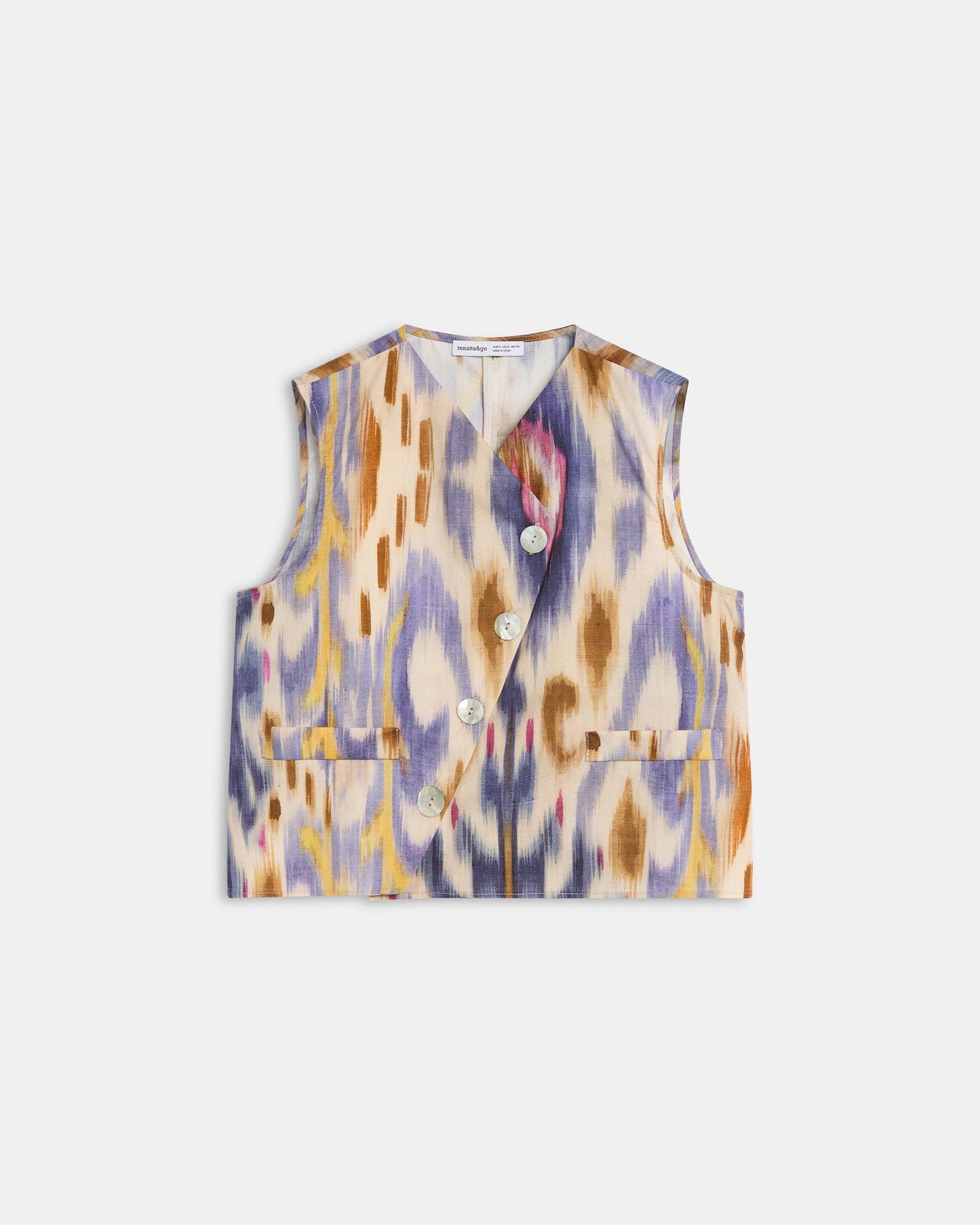 Gilet Boutons Latéraux Ethnique Tie Dye Multicolore