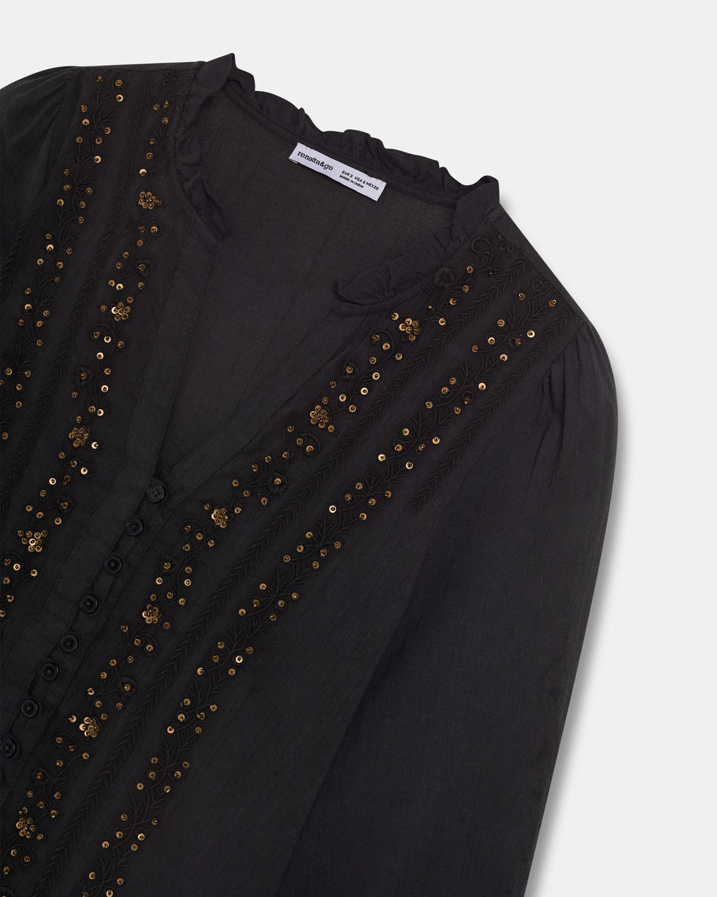 Blusa Manga Francesa Lentejuelas Antracita