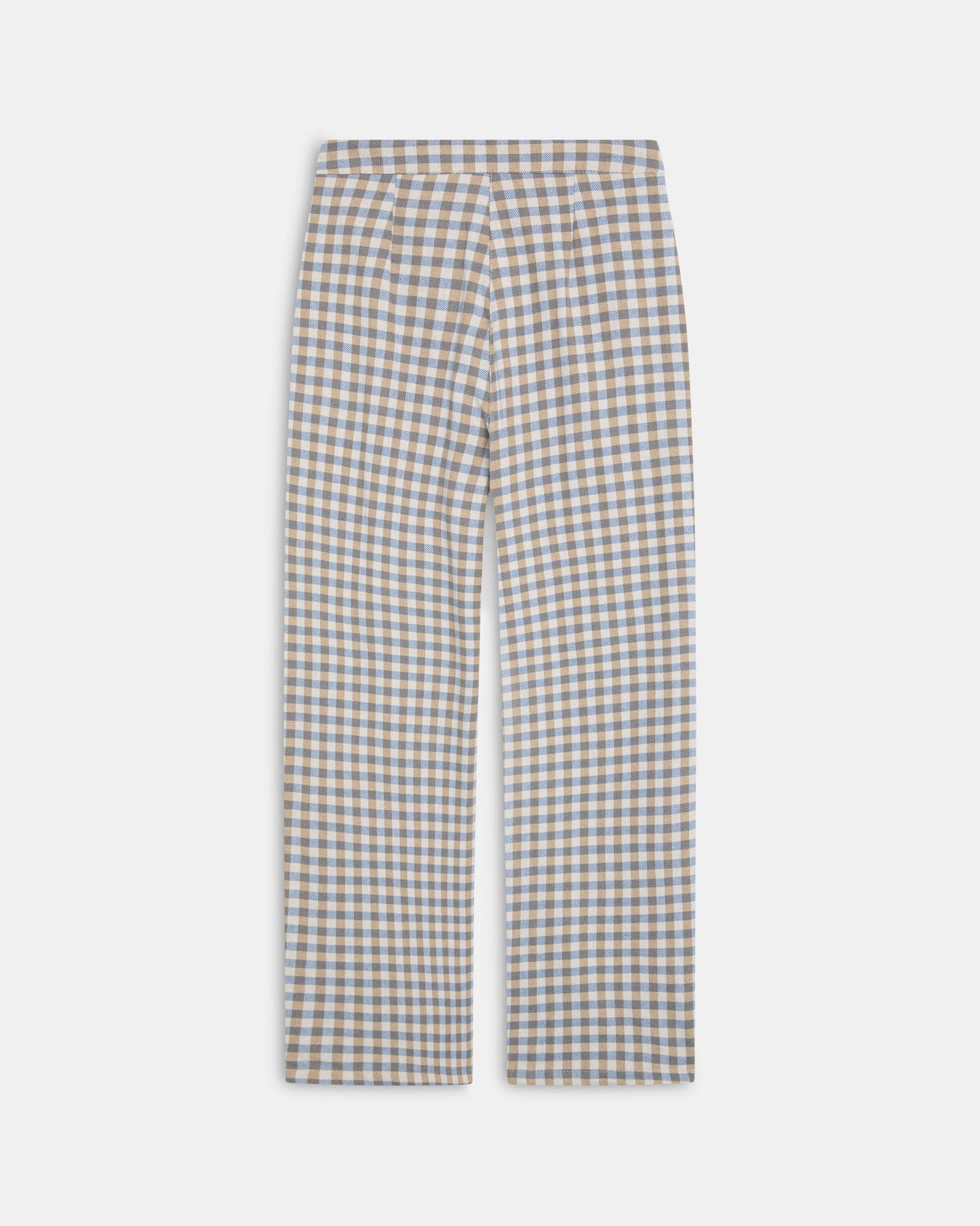 Pantalón Wide Leg Pinzas Cuadros Vichy Azul