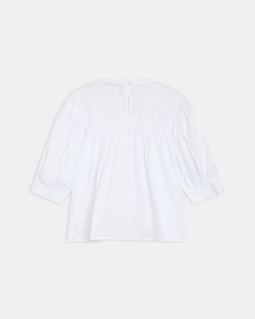 Blouse Manche Française Dentelles Coulisses Blanc