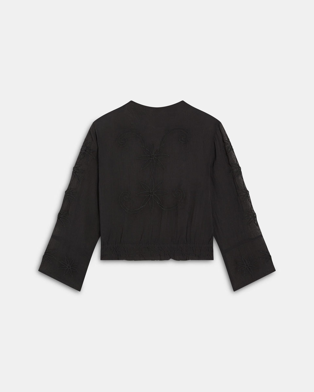 Anthracite Embroidered Blouse with Elasticated Hem