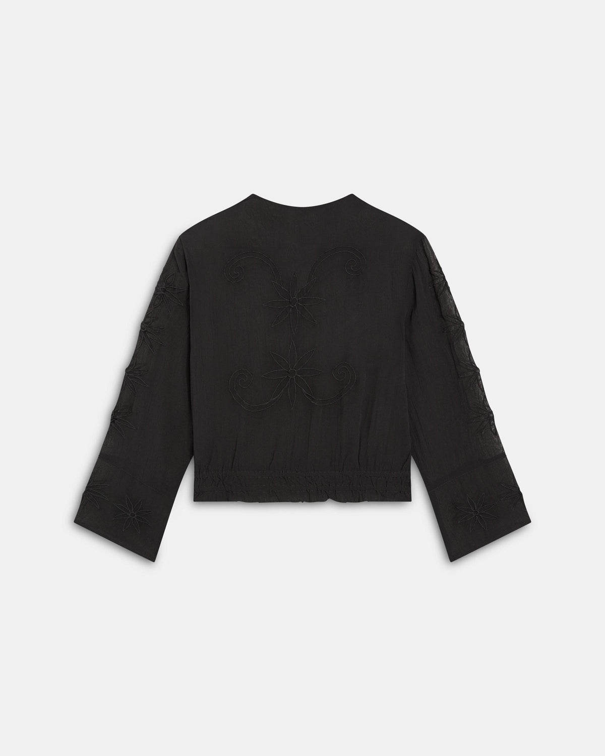 Anthracite Embroidered Blouse with Elasticated Hem