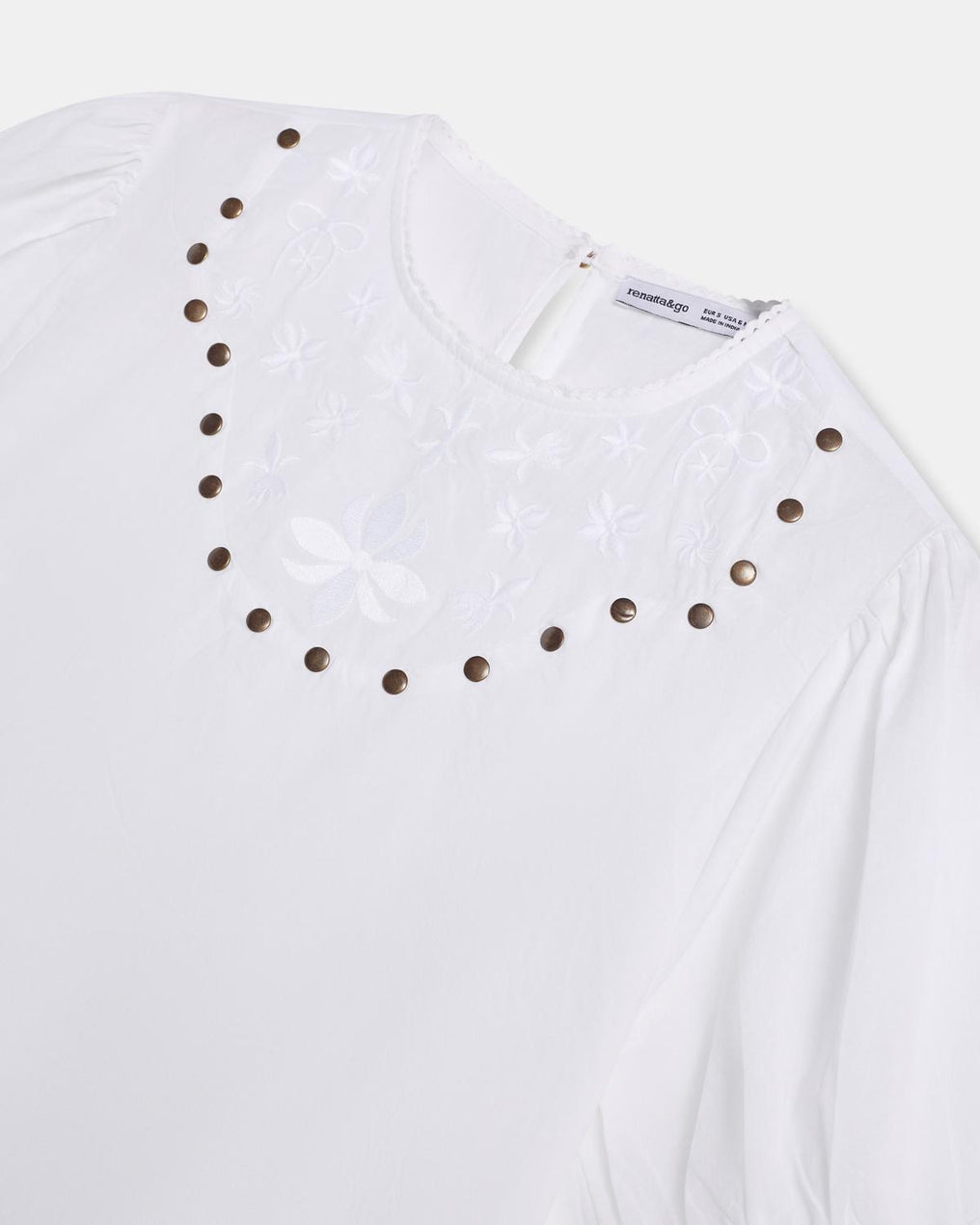 White Stud Embroidered Blouse