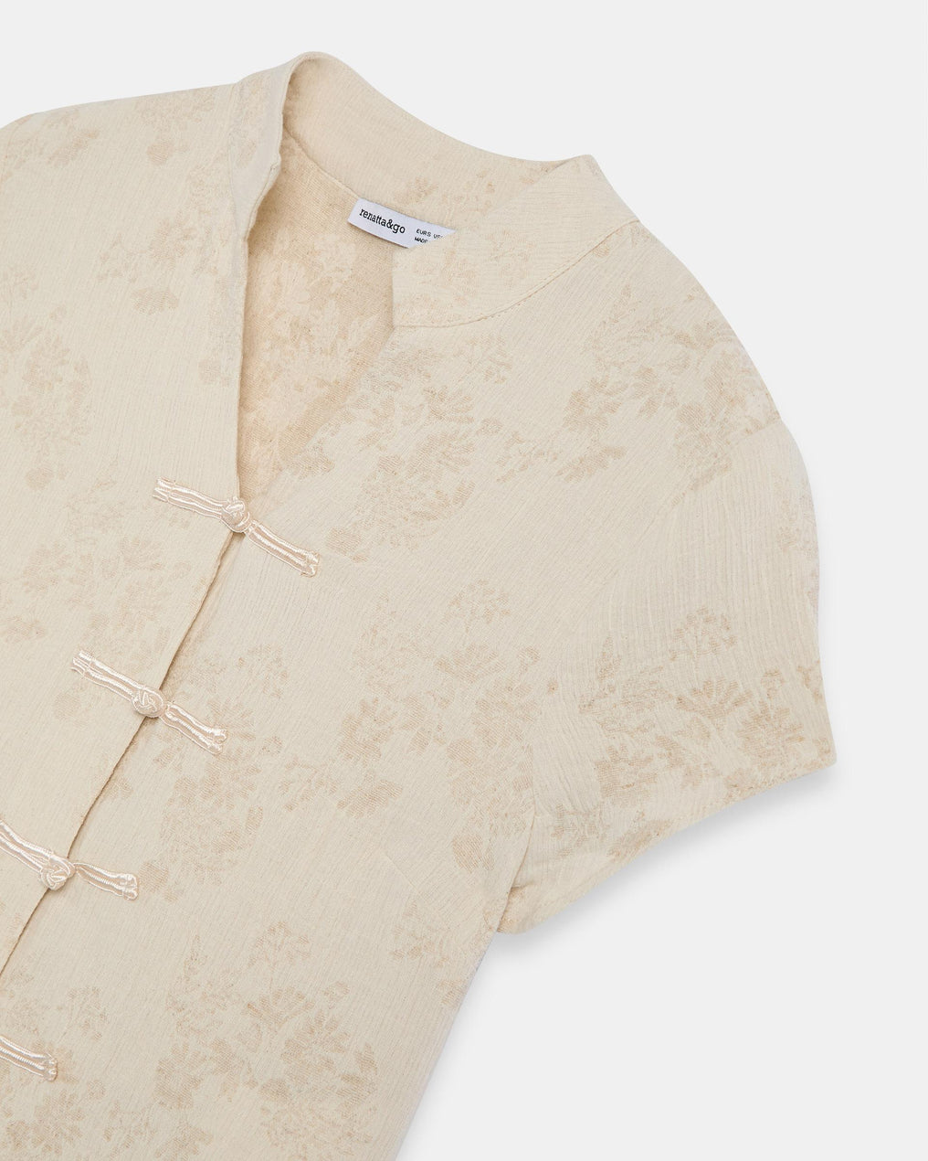 Top Jacquard Imprimé Floral Écru