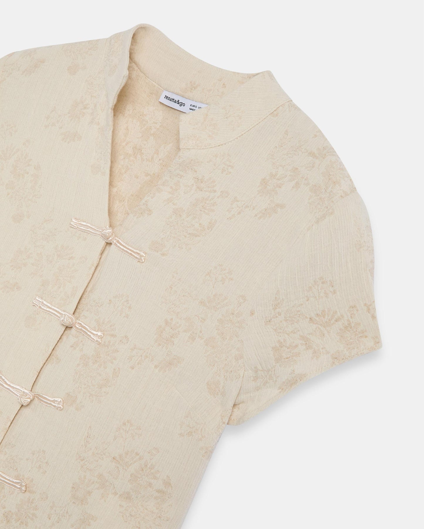 Top Jacquard Imprimé Floral Écru
