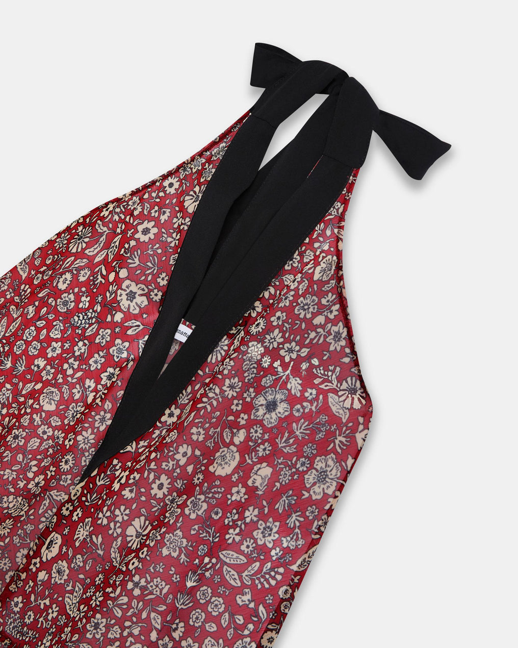 Top Halter Contraste Flores Rojo