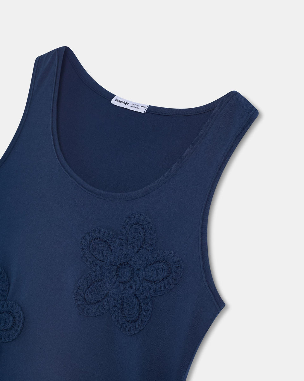 Camiseta Flores Crochet Azul Marino