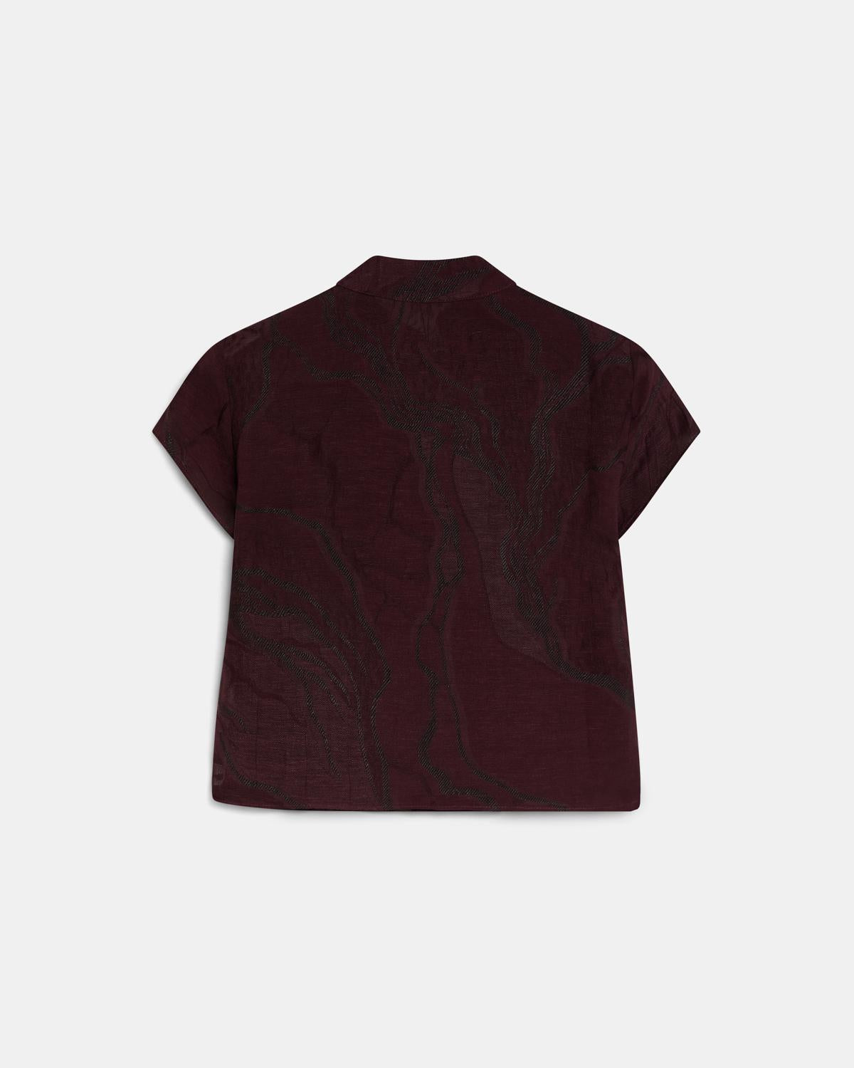 Top Japo de Manga Curta Estampado Granate