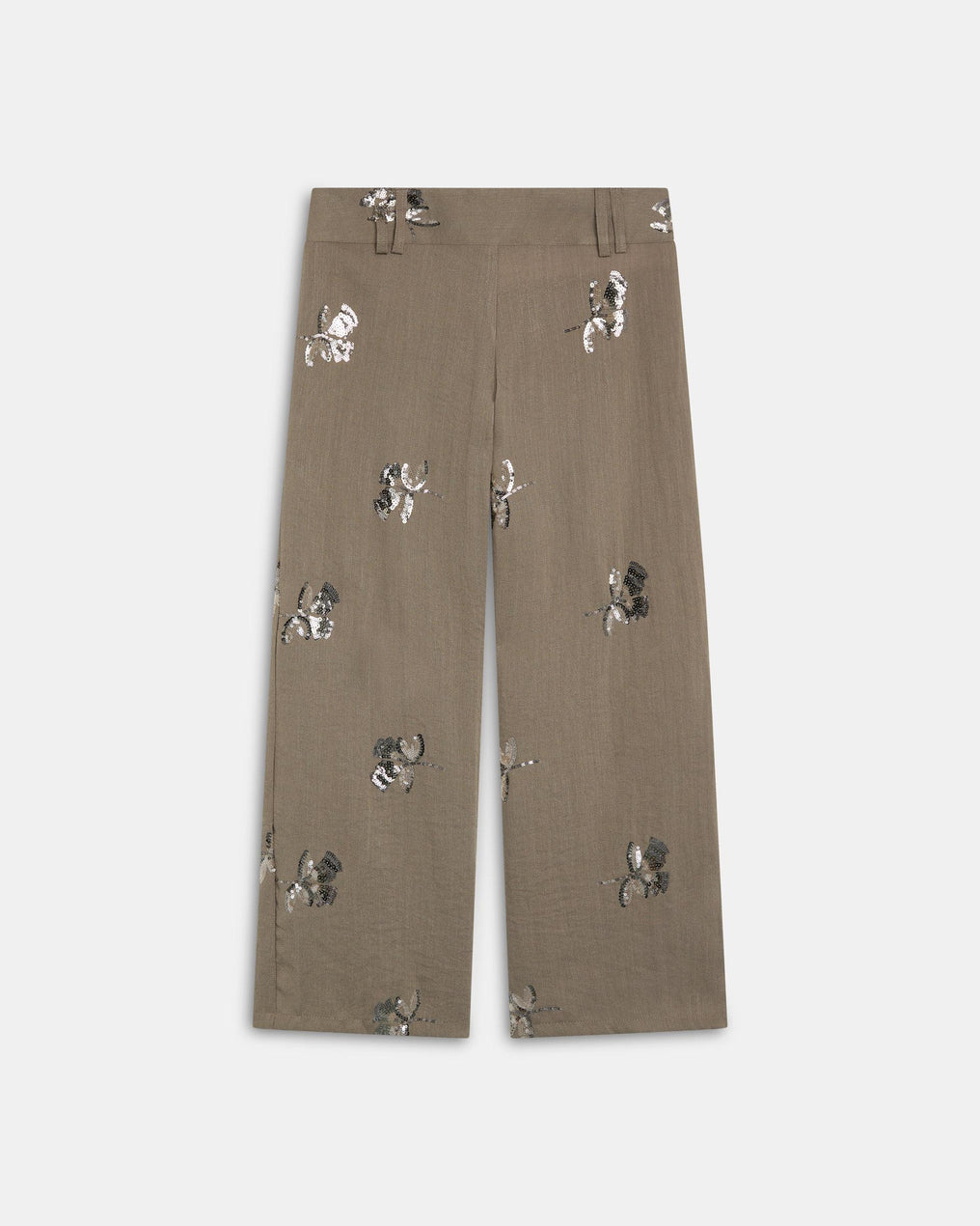 Pantalón Doble Cinturilla Lentejuelas Taupe
