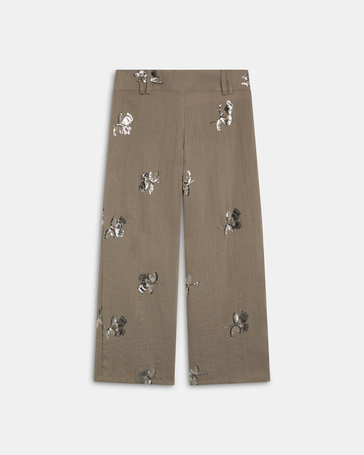 Pantalón Doble Cinturilla Lentejuelas Taupe