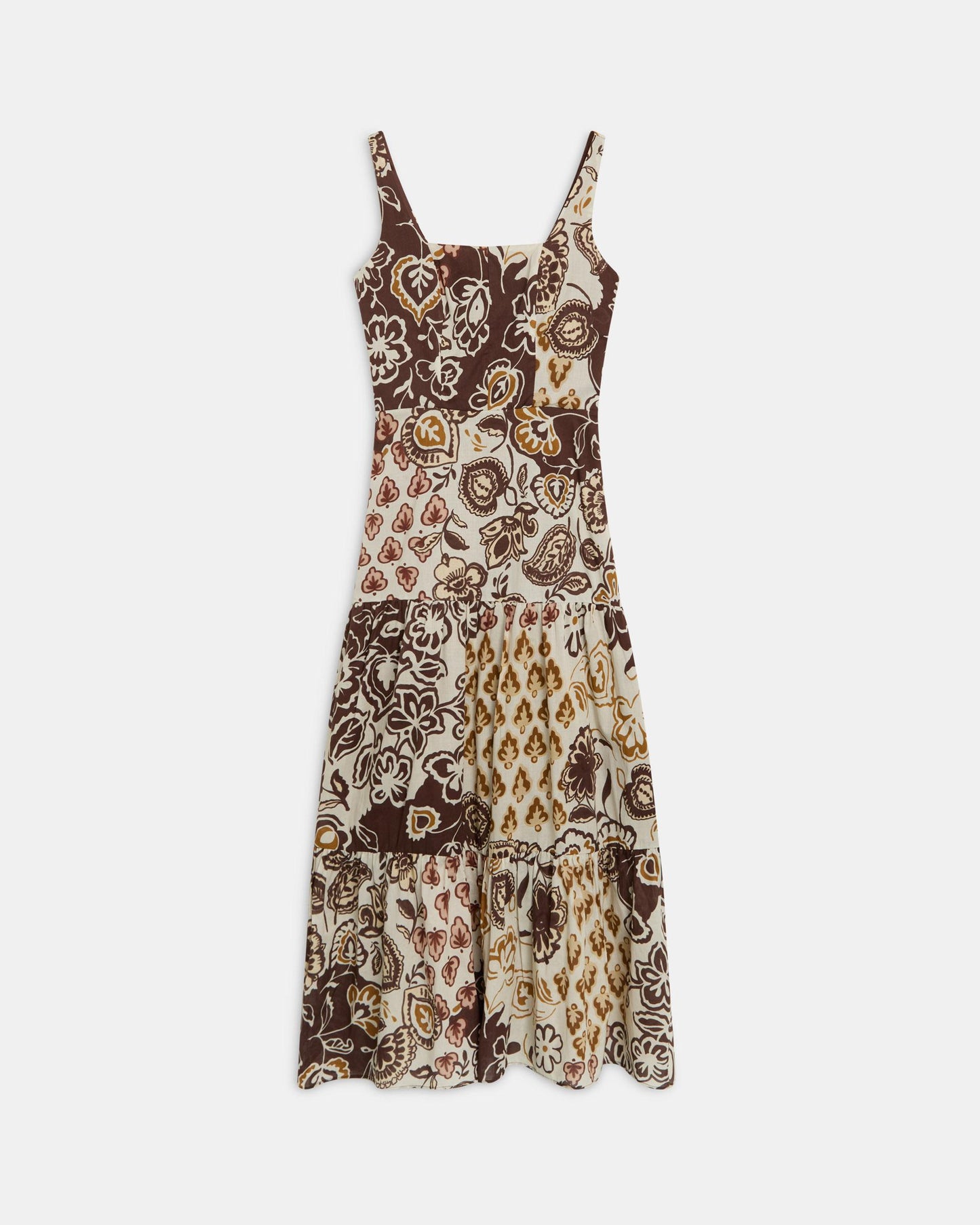 Brown Cut-Out Printed Strappy Dress