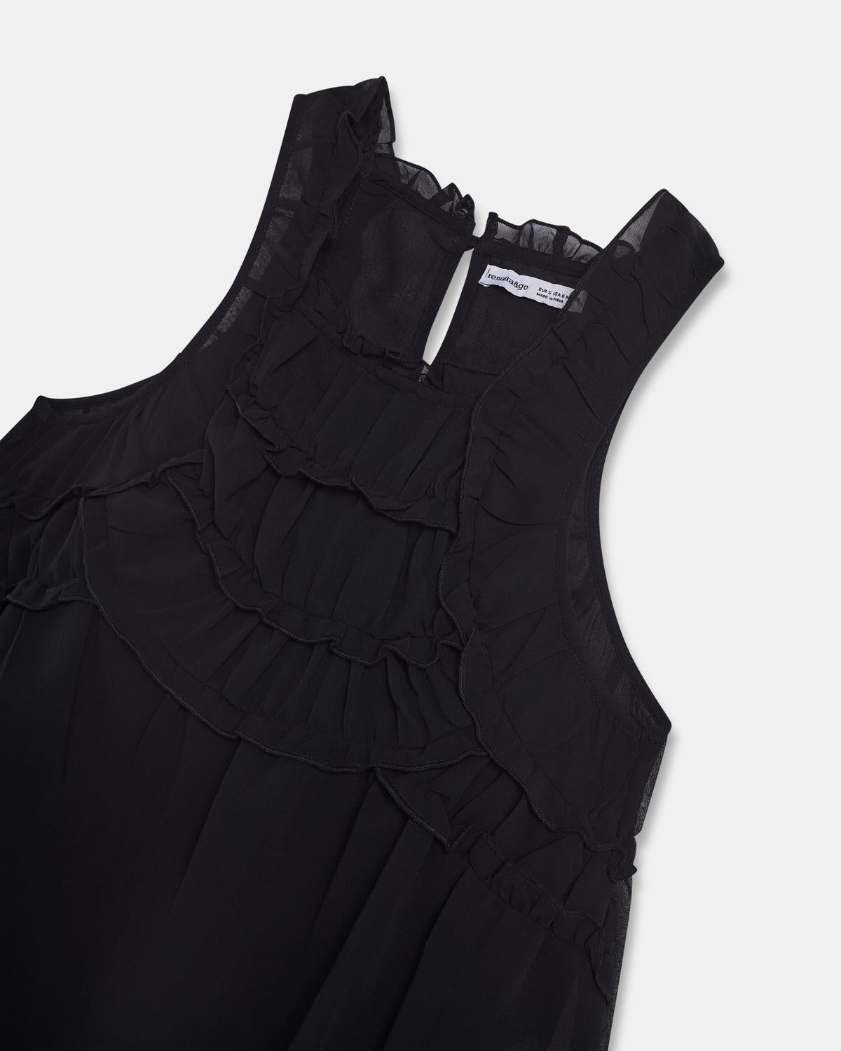 Black Ruffled Cami Top