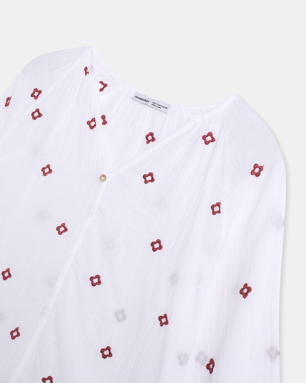 White Floral Embroidered Blouse