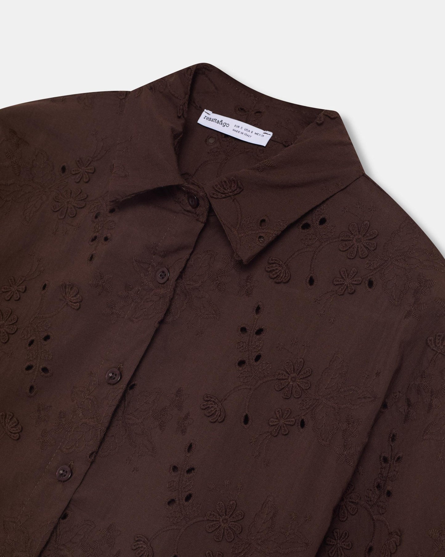 Chemise Manche Courte Ajourés Marron