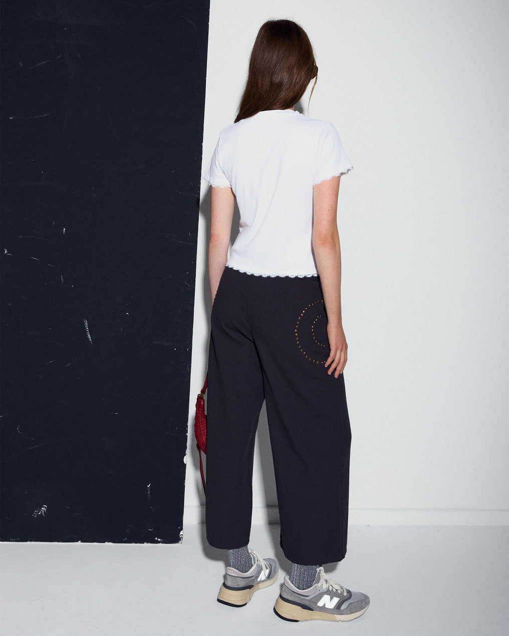 T-shirt de Manga Curta com Renda Branca