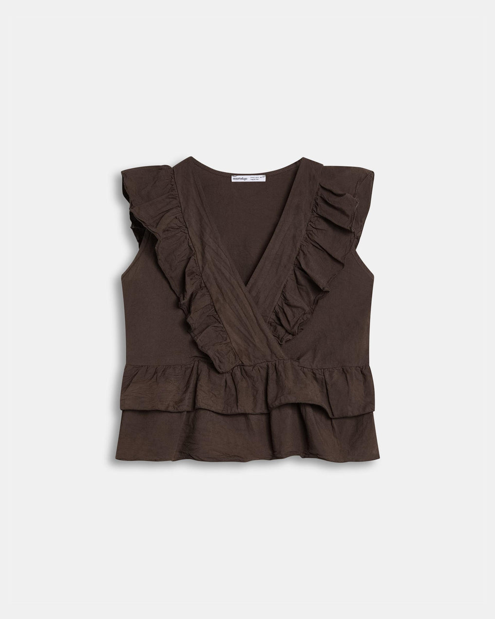 Blusa Cruzada Volantes Marrón